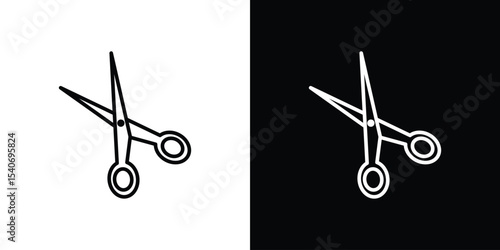 Scissors icon design. simple stroke line vector icon set
