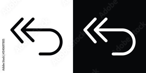 Reply all icon design. simple stroke line vector icon set