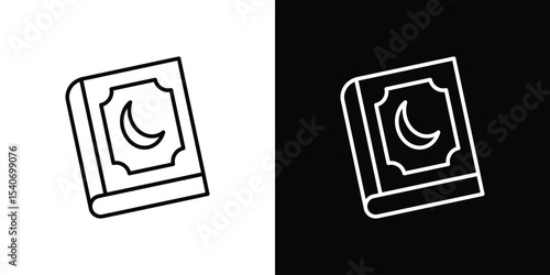 Quran book icon design. simple stroke line vector icon set