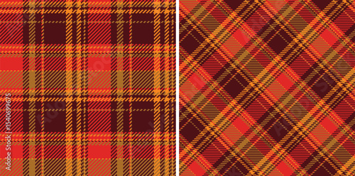 Pattern textile background of check plaid fabric with a vector tartan texture seamless. Set in halloween colors. Modern duvet covers for the bedroom.