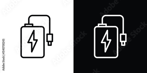 Power bank icon design. simple stroke line vector icon set