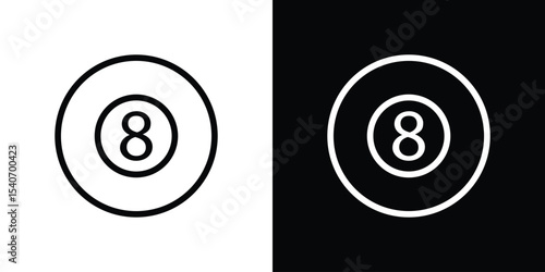 Pool 8 ball icon design. simple stroke line vector icon set