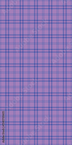 Custom vector seamless tartan, bold textile texture pattern. Stage plaid fabric background check in violet and indigo colors.