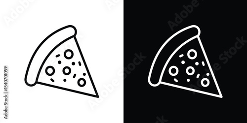Pizza slice icon design. simple stroke line vector icon set