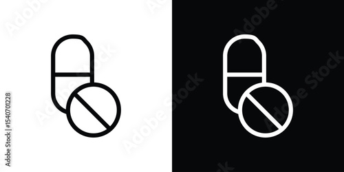 Pills icon design. simple stroke line vector icon set