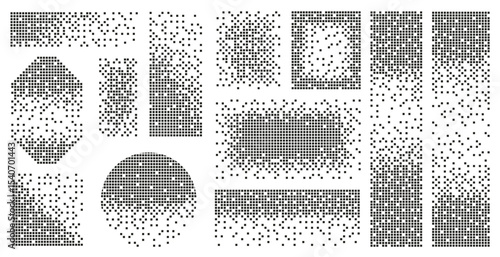 Disintegration pixel effect illustration. Vector rectangle elements