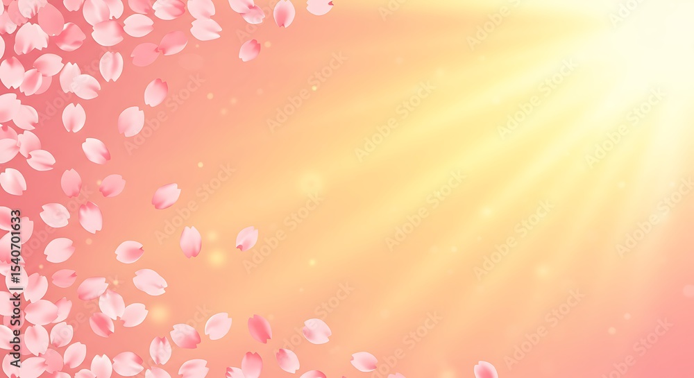 Delicate pink flower petals falling against a soft gradient background. Delicate pink flower petals falling against a soft gradient background.