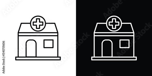 Pharmacy icon design. simple stroke line vector icon set