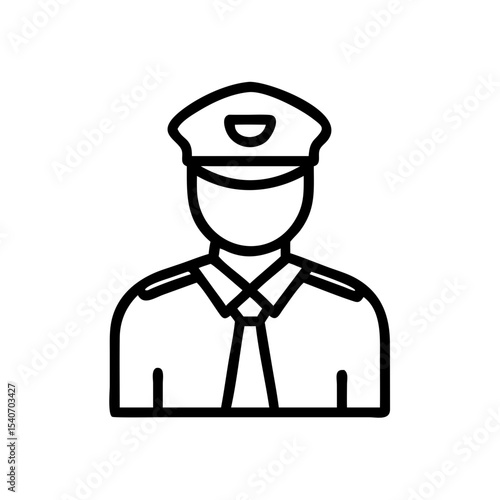 Customs officer icon. Line art illustration of uniformed customs official.  Detailed profile image depicts a professional in official attire. This simple customs officer icon is perfect for websites.