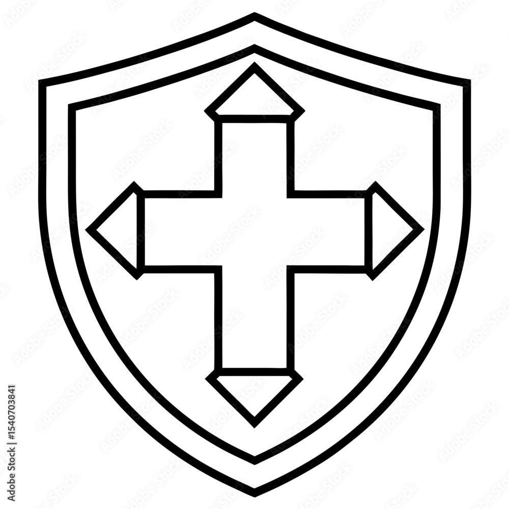 Fototapeta premium Minimal Red Cross Symbol Outline