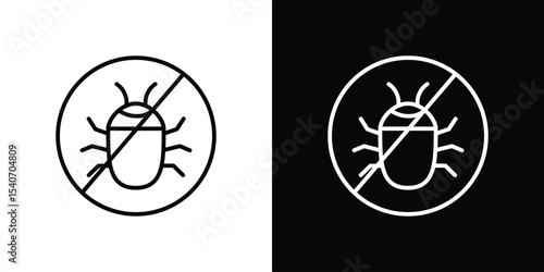 No Bug icon design. simple stroke line vector icon set