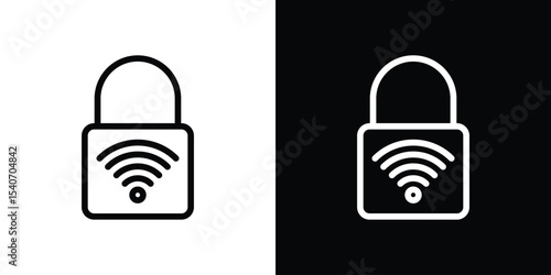 Nfc lock icon design. simple stroke line vector icon set