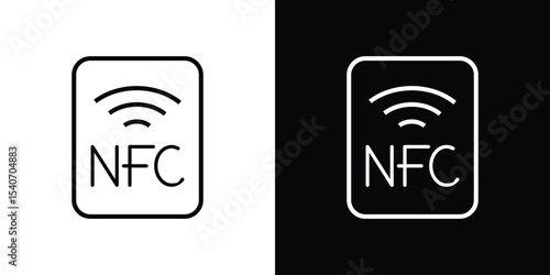 NFC icon design. simple stroke line vector icon set