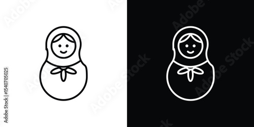 Nesting dolls icon design. simple stroke line vector icon set