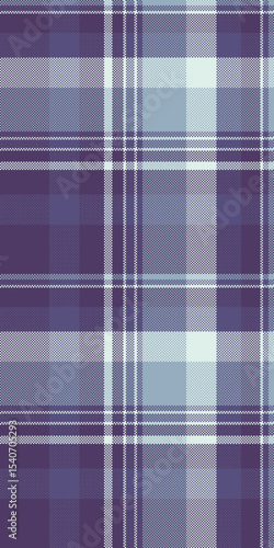 Outline check texture plaid, loft vector seamless pattern. Relax background tartan textile fabric in violet and indigo colors.
