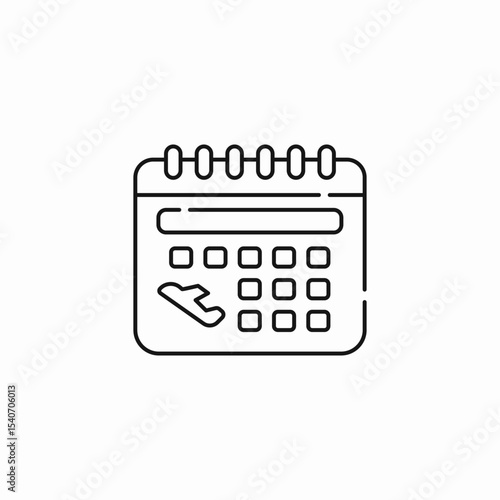 calendar flight travel icon sign vector
