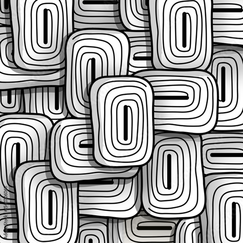 Stacked round shape patterns abstract background, zentangle pattern line art .