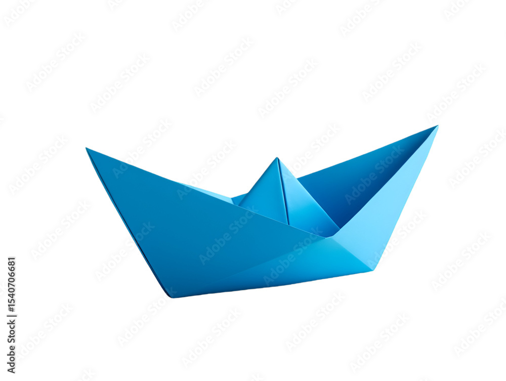 origami paper boat blue on transparent background origami paper boat blue on transparent background