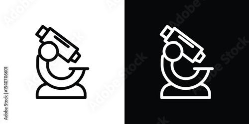 Microscope icon design. simple stroke line vector icon set