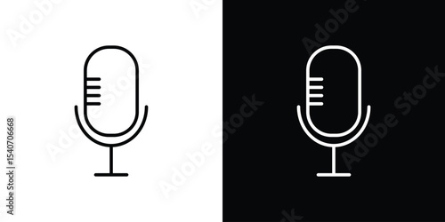 Microphone icon design. simple stroke line vector icon set