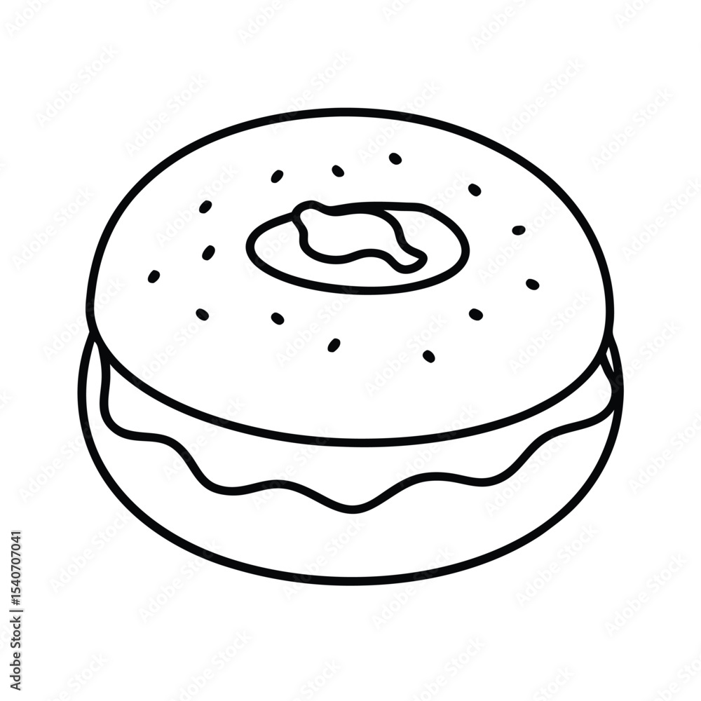 Bagel with Smoked Salmon and Cream Cheese in Line Art Vector illustration Bagel with Smoked Salmon and Cream Cheese in Line Art Vector illustration