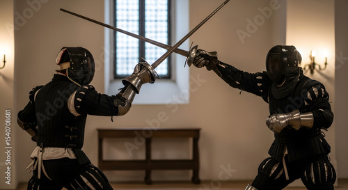 Medieval Sword Fighting Historical Fencing Duel in Action