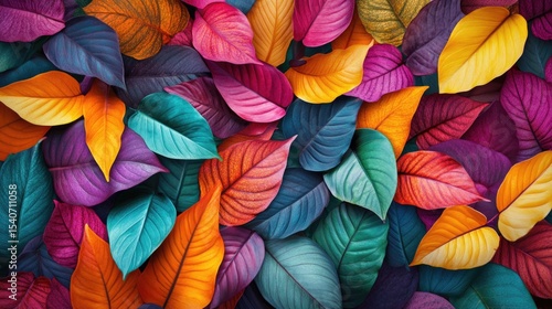 Wallpaper Mural Flowers and foliage background. Tropical leaves and colorful flowers on dark foliage nature background. Torontodigital.ca