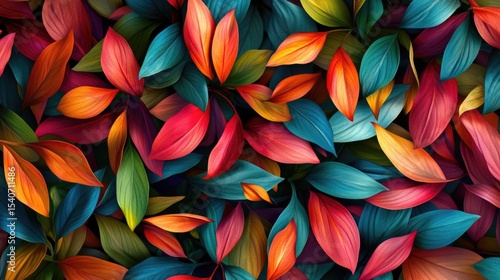 Wallpaper Mural Flowers and foliage background. Tropical leaves and colorful flowers on dark foliage nature background. Torontodigital.ca