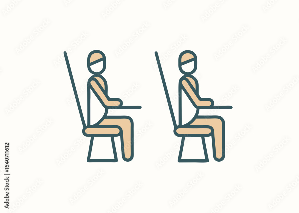 Airplane passenger safety instructions, illustrated guide, for travel brochures Airplane passenger safety instructions, illustrated guide, for travel brochures