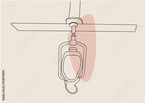 Airplane safety equipment, line art illustration, neutral tones, for aviation education