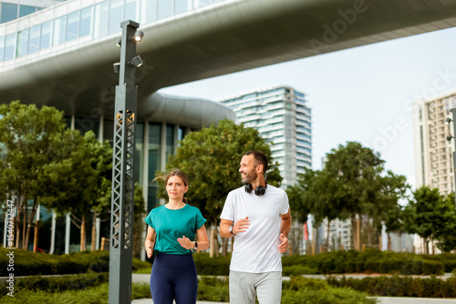 Jogging in the vibrant urba...