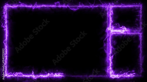 dynamic glowing purple electric energy streaming frame overlay for gaming and live content