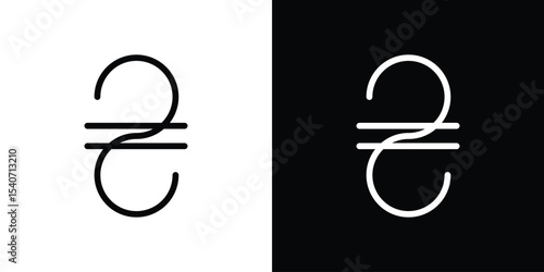 Hryvnia icon design. simple stroke line vector icon set