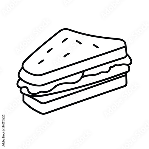 Cuban Sandwich Pressed with Pickles in Fine Line Vector illustration
