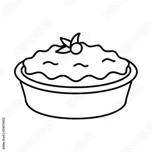 Eggplant Parmesan Casserole in Fine Lines Vector illustration