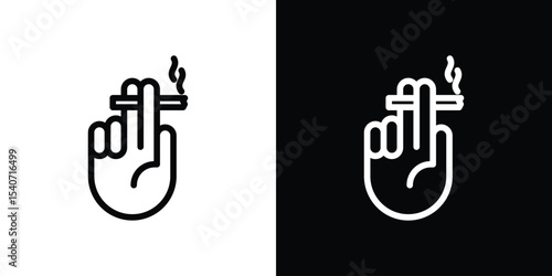 Hand holding cigarette icon