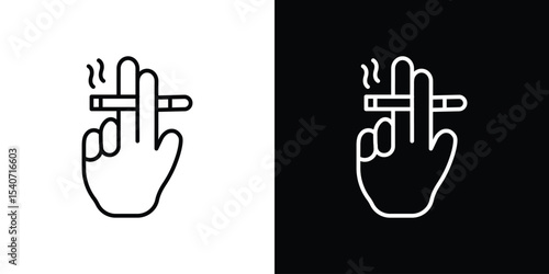 Hand holding cigarette icon design. simple stroke line vector icon set