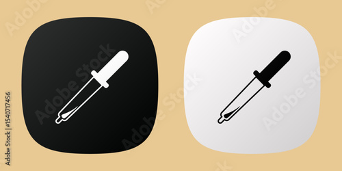 Black and white pipette app icons.  Color picker icons