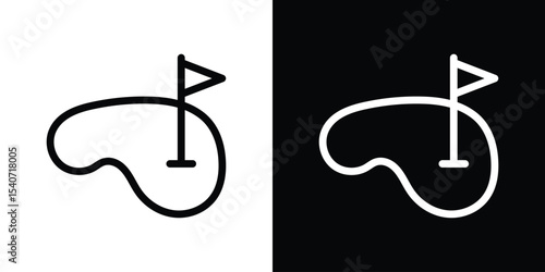 Golf yard icon design. simple stroke line vector icon set