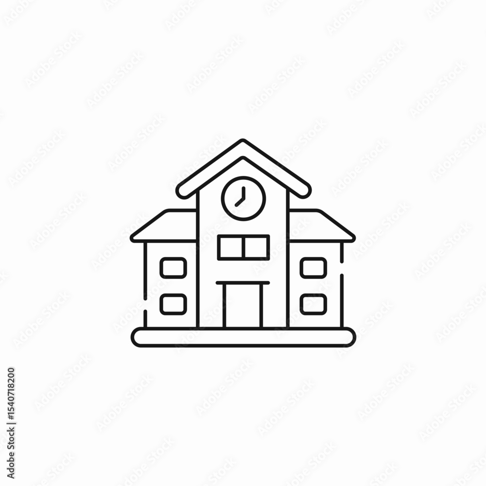 school building clock icon sign vector school building clock icon sign vector