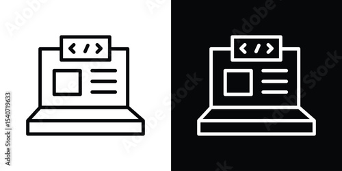 Front end icon design. simple stroke line vector icon set