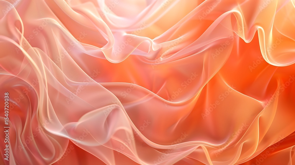 Fototapeta premium A soft, flowing fabric with a gradient of peach and coral colors.