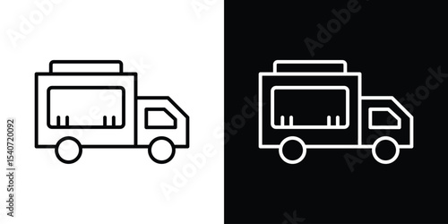 Food truck icon design. simple stroke line vector icon set