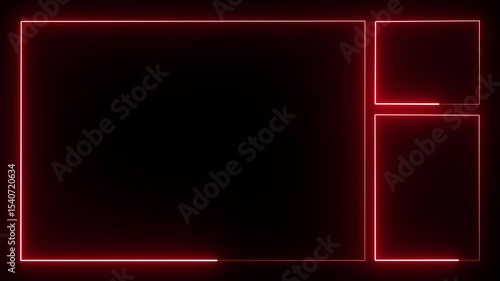 Live streaming Frame - animated red neon overlay frame for live streaming and gaming templates