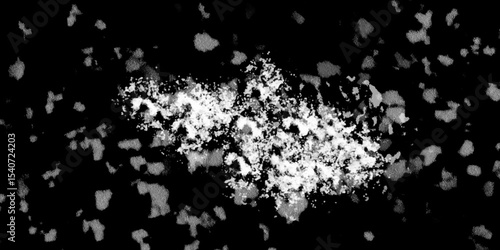 Snowflakes on dark background. white icy snowflakes isolated on black background, natural background. white crystalline powder on a black background. sugar dust. texture, pattern and clipping.