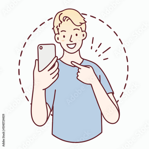 Fairskinned man with blonde hair takes a selfie and appears excited and cheerful