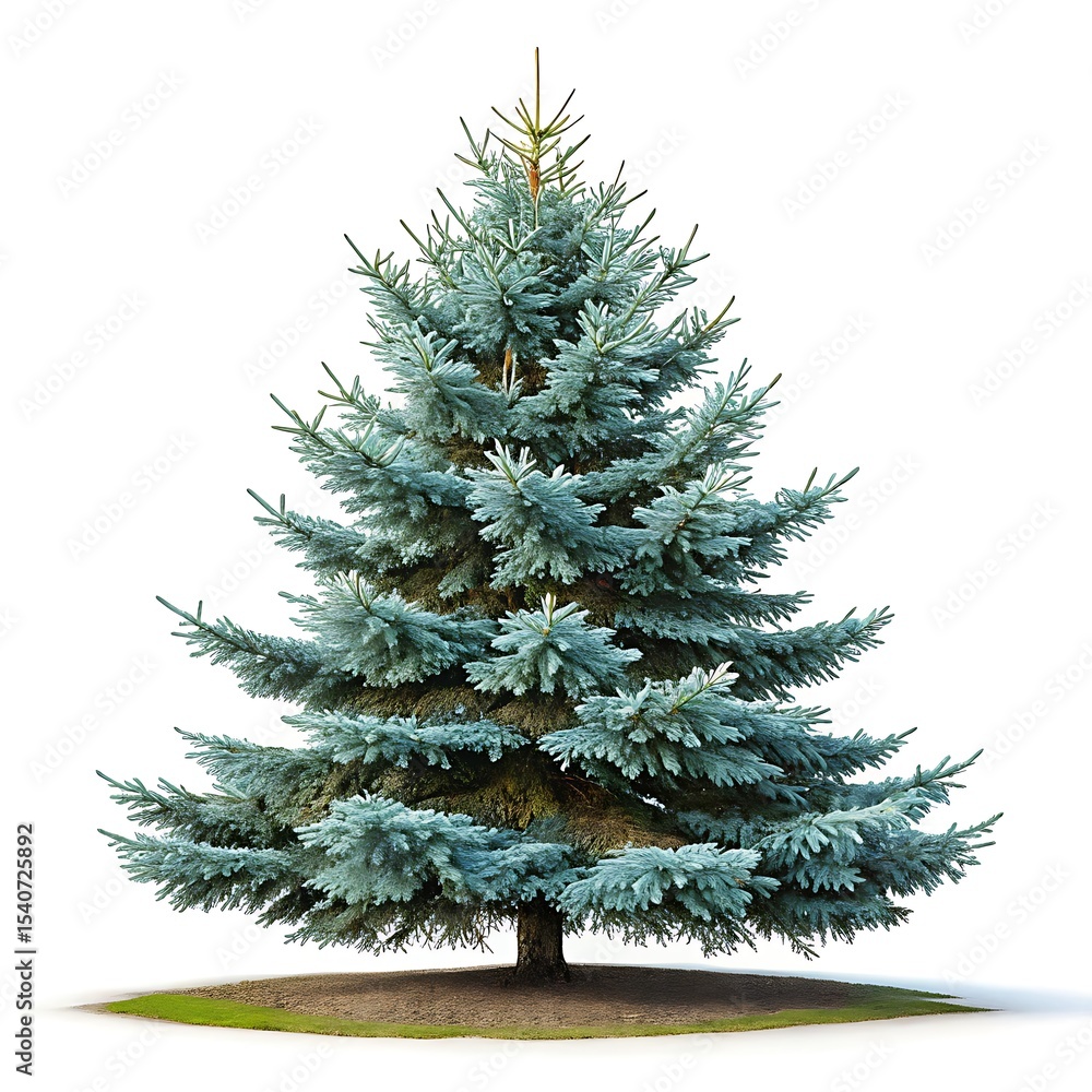 Fototapeta premium Isolated blue spruce tree on white background for design isolated on white background