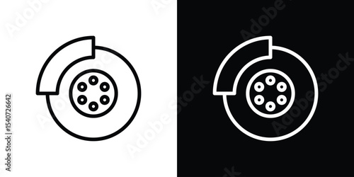 Disk brake icon design. simple stroke line vector icon set