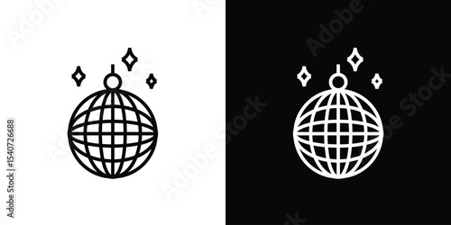 Disco ball icon design. simple stroke line vector icon set