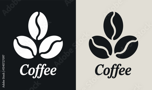 Simple black and white coffee bean logo design